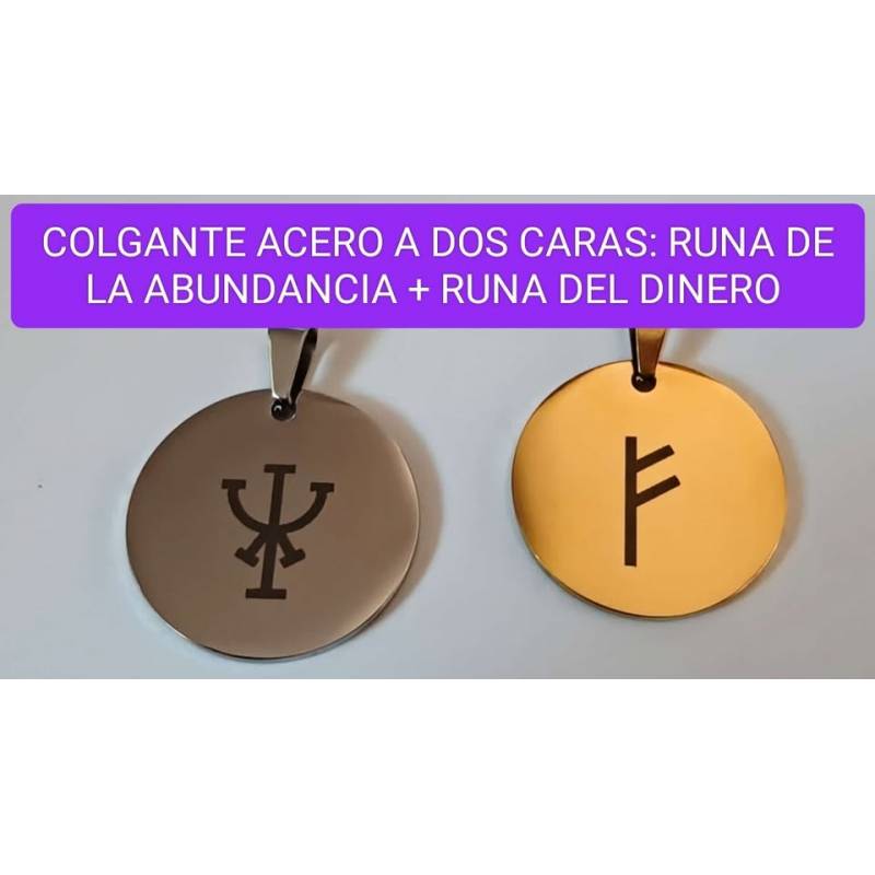Colgante Dos Caras Runa Abundancia + Dinero