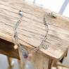 Pulsera Acero Piedra Luna + Amuletos