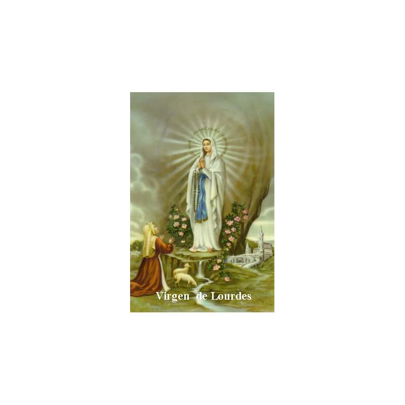 Estampa Virgen de Lourdes 5x7,5cm