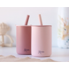 KIOKIDS Pack 2 Vasos Silicona Cañita Rosa