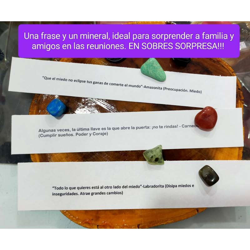 LOTE Sobre Sorpresa Mineral + Frase 10u