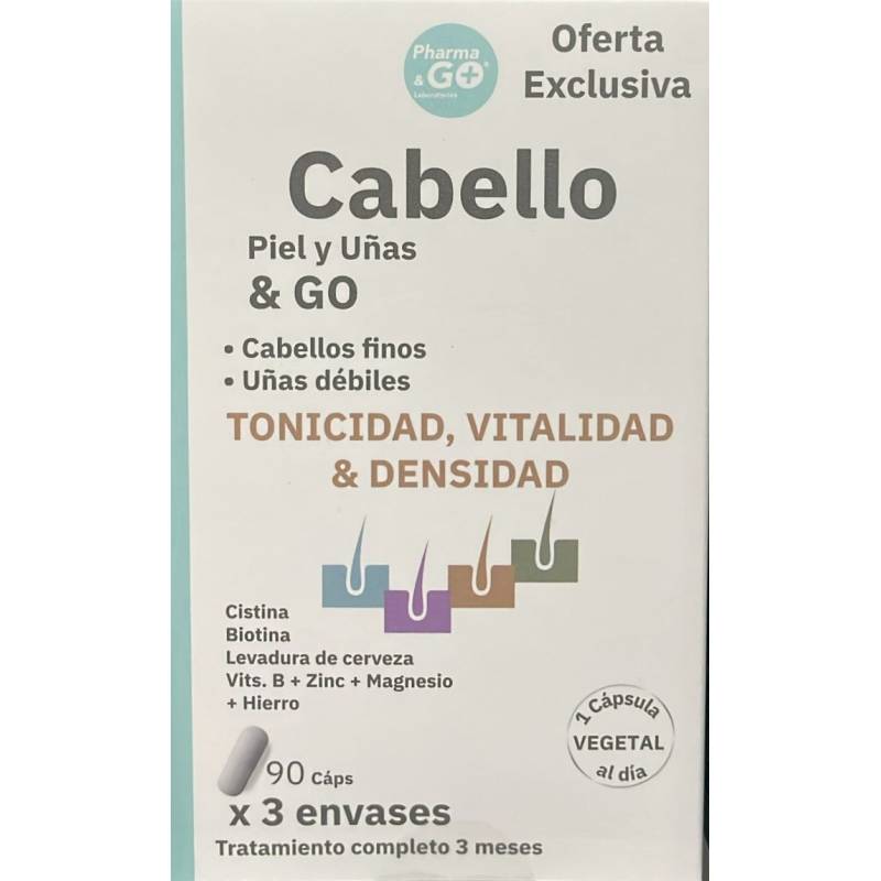 PHARMA GO Pack Cabello, Piel y Uñas 3x30 Cápsulas