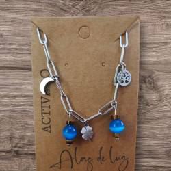 Pulsera Acero Ojo Gato Azul...