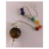 Péndulo Ojo de Tigre Bola 4cm con Cadena Chakras