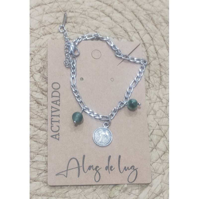 Pulsera San Benito con Ágata Verde